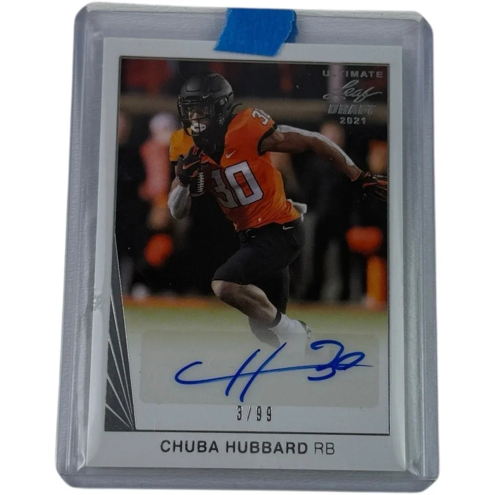 Chuba Hubbard 2021 Leaf Ultimate Draft Rc Auto (3/99)